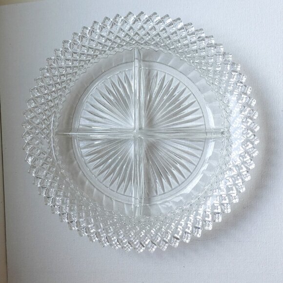 Vintage Clear Glass Divided Plate - Elegant Serving Dish - Picture 3 of 7